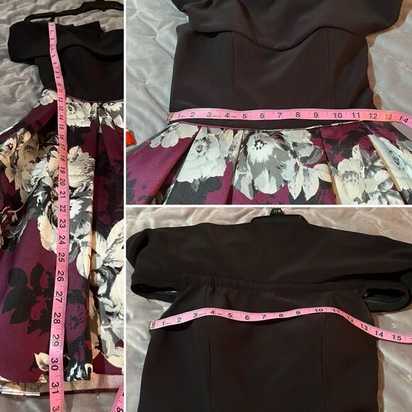 Betsy & Adam Formal Dress Off the Shoulder Fit and Flare Black Burgundy 2 - Picture 12 of 12